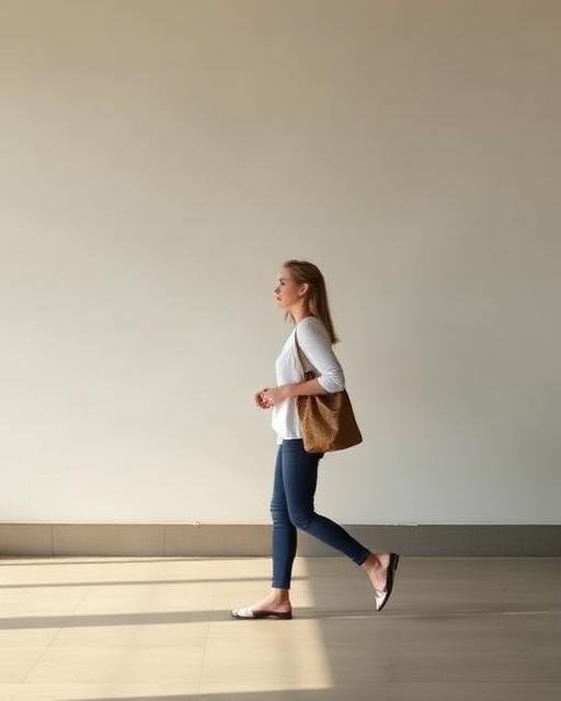 una mujer caminando